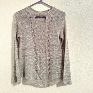 Gray Sweater Women’s S Long Sleeve Knit Keyhole Pullover